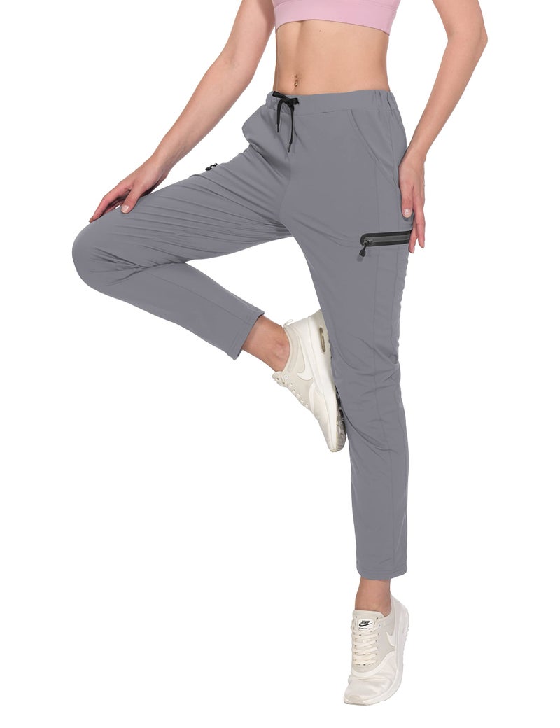Little Donkey Andy Women's Ultra-Stretch Quick Dry Lightweight Ankle Pants Drawstring Active Travel Hiking Gray M - Image 2